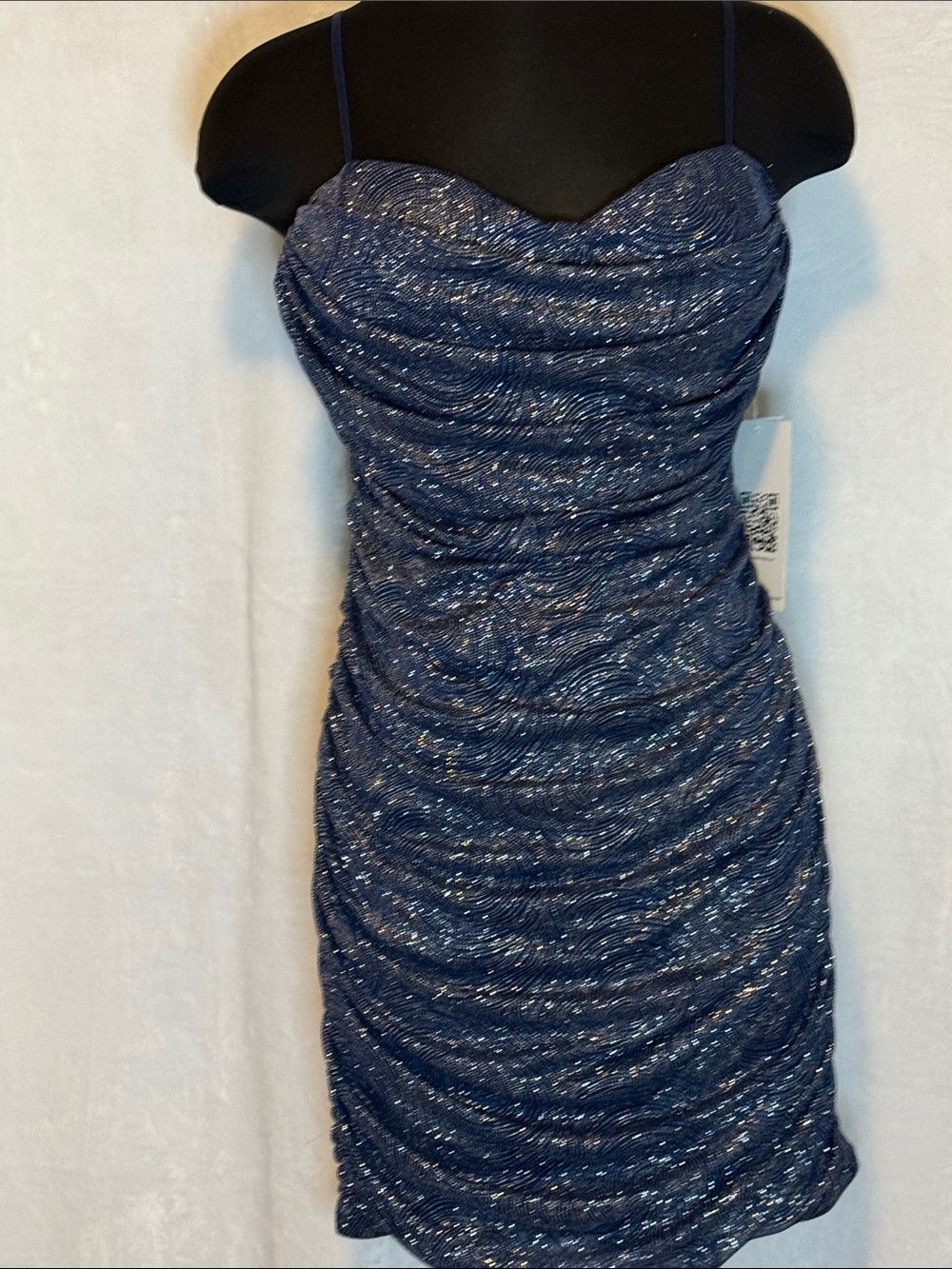 Sparkle Navy Ruched Slip Dress